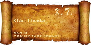 Klár Tivadar névjegykártya