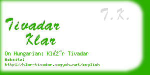 tivadar klar business card